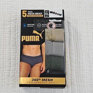Puma 5-Pack Mesh Briefs Size XL (40-42) NIB Tag-Free NEW Gray Black Performance
